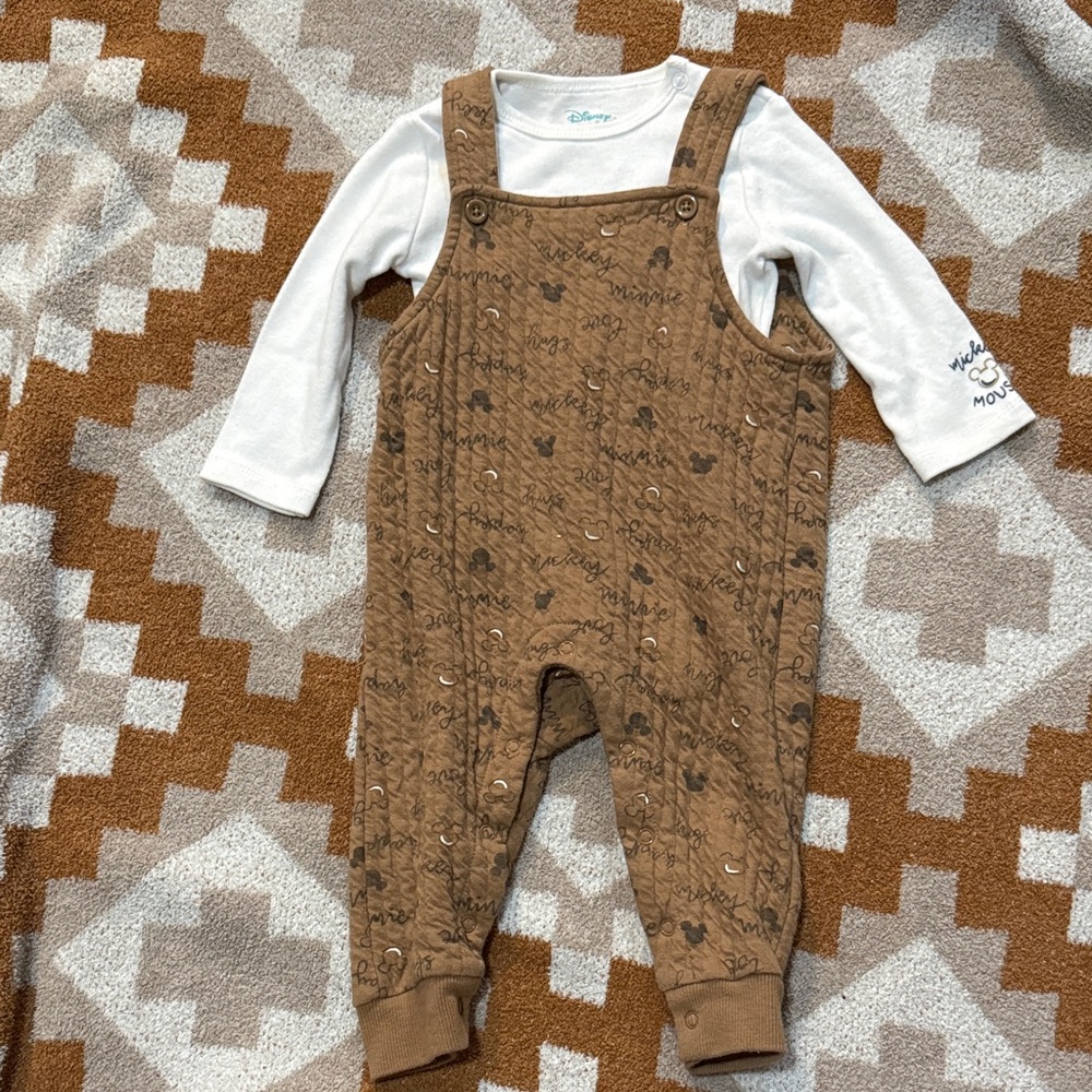 Disney Brown and White Overalls Set